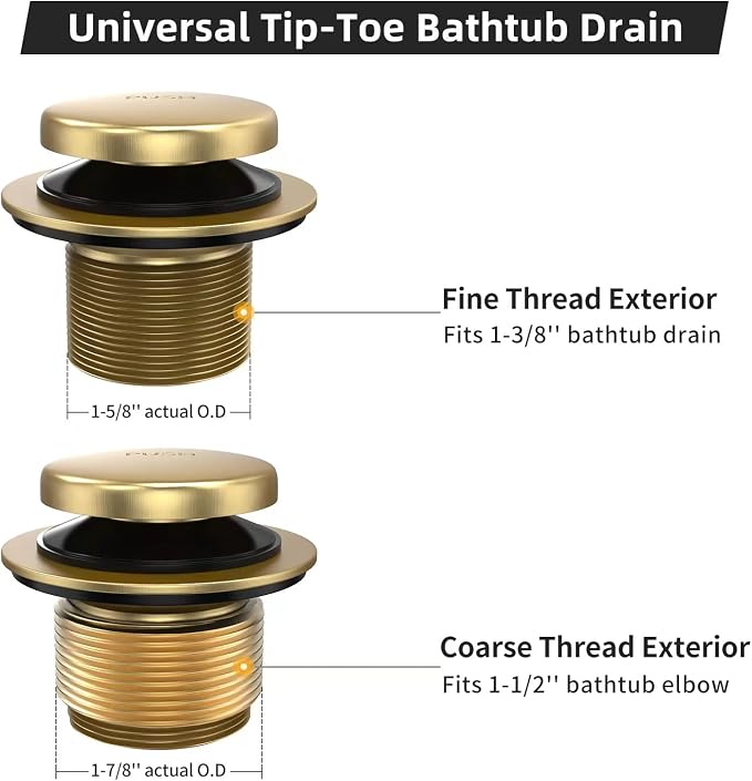 All Metal Tip-Toe Bathtub Drain Kit - Image 4
