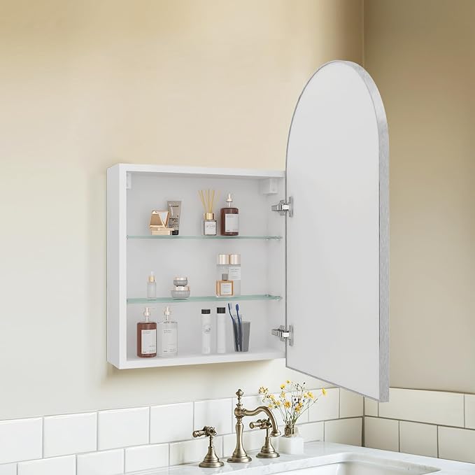 FKWin Silver Medicine Cabinet Mirror, Surface Mount Bathroom Storage Cabinet - Image 6