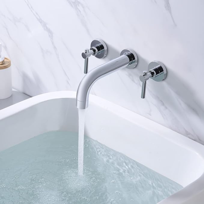 SUMERAIN Wall Mount Bathtub Faucet 3 Hole Tub Filler Faucet - Image 5