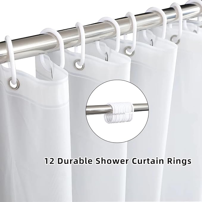White Extra Wide Shower Curtain Liner 72 x 84 inch Plastic Shower Liner - Image 3
