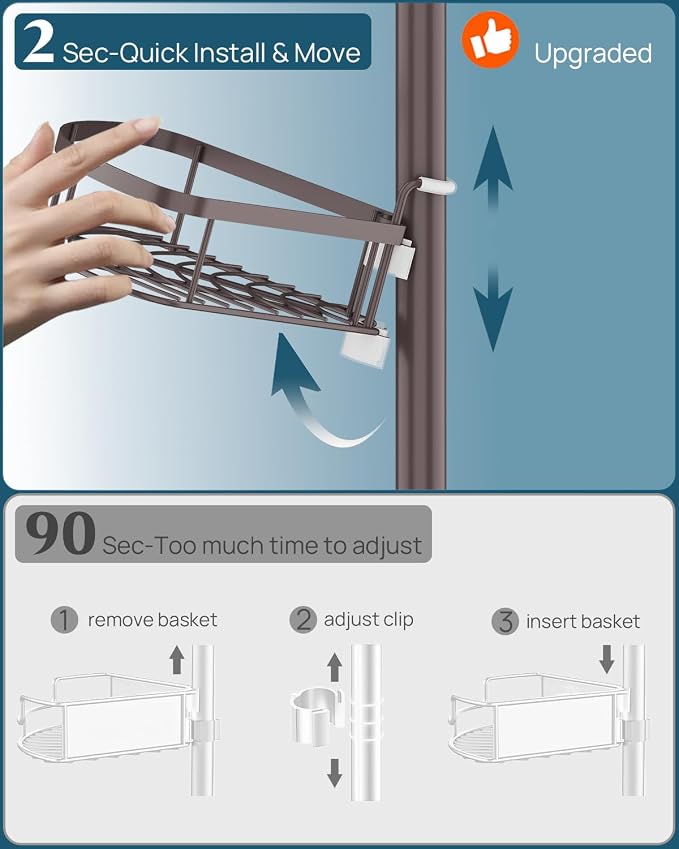 SEIRIONE Rustproof Shower Corner Caddy Organizer - Image 7