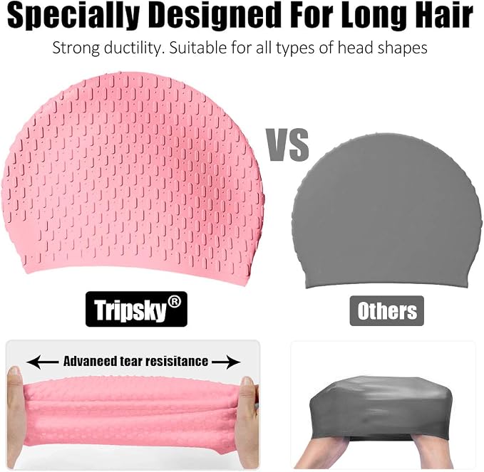 Tripsky Silicone Swim Cap, Comfortable Bathing Cap Ideal - Image 4