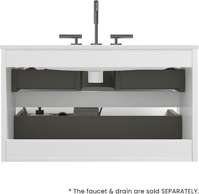 36" Bathroom Vanity with Sink, Modern Floating Vanity with Double Soft-Closing - Image 7