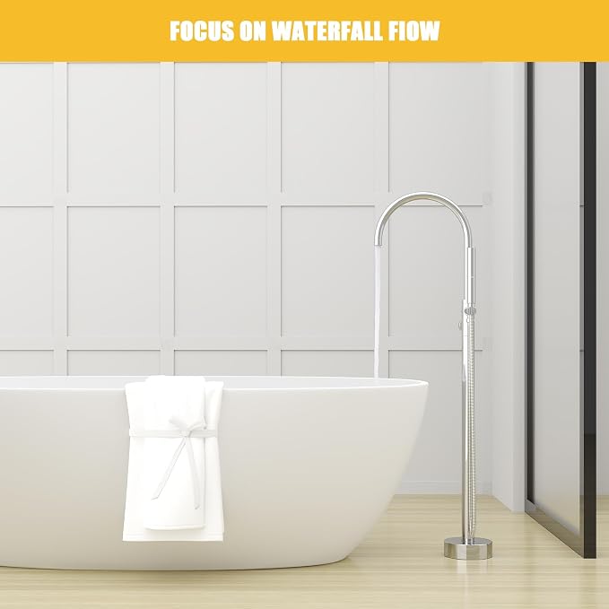 BESy Freestanding Bathtub Faucet Tub Filler Free Standing Floor Mount Stand - Image 2