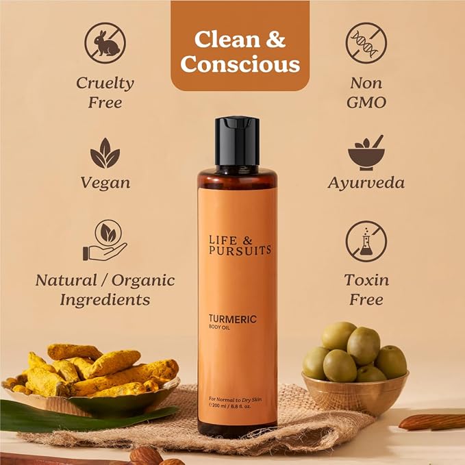 Life & Pursuits Turmeric Body Oil 6.8 Fl Oz X 2- Ayurvedic Natural Body Massage - Image 4