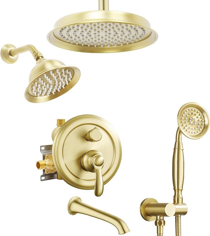 Dual Antique Shower Head System by Homekicen
