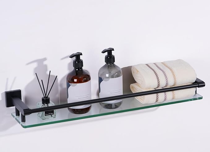 Glass Shelf for Bathroom Wall Sheves 24 inch Rectangular Stainless Steel by SFGSOWOR
