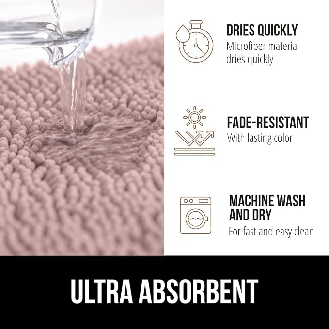 GORILLA GRIP Bath Rug Mat, Soft Absorbent Chenille, Quick Dry Microfiber Mats - Image 4