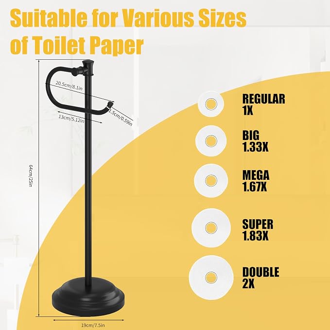 BESy Toilet Paper Holder Free Standing Bathroom Toilet Tissue Holder Stand - Image 8