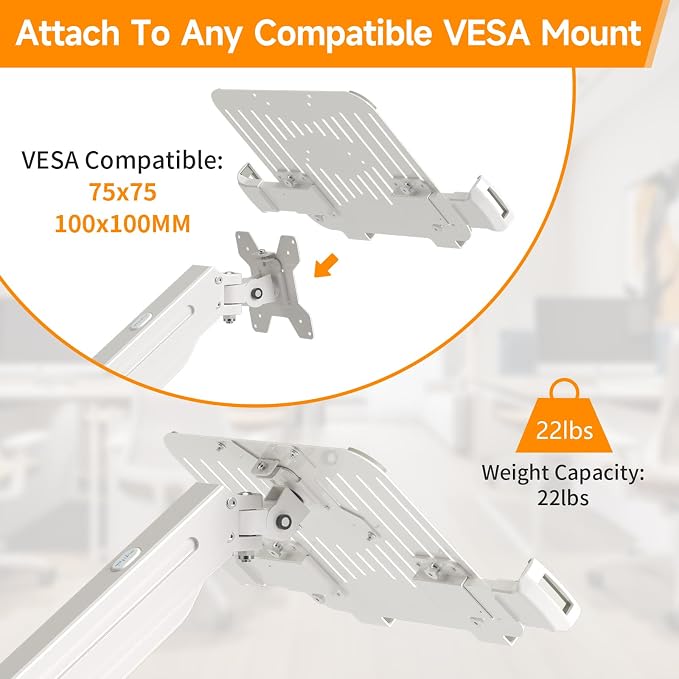 suptek Adjustable 13 to 18 inch Laptop VESA Arm Mount Tray - Image 4