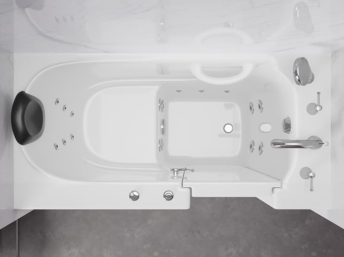 ANZZI Walk-In Bathtub Whirlpool 26" x 53" Acrylic White Right Drain 15 Jets - Image 2