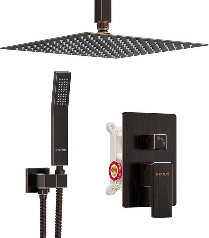 KOJOX Ceiling Oil Rubbed Bronze Shower System: Complete Trim Kit by KOJOXSANITARY