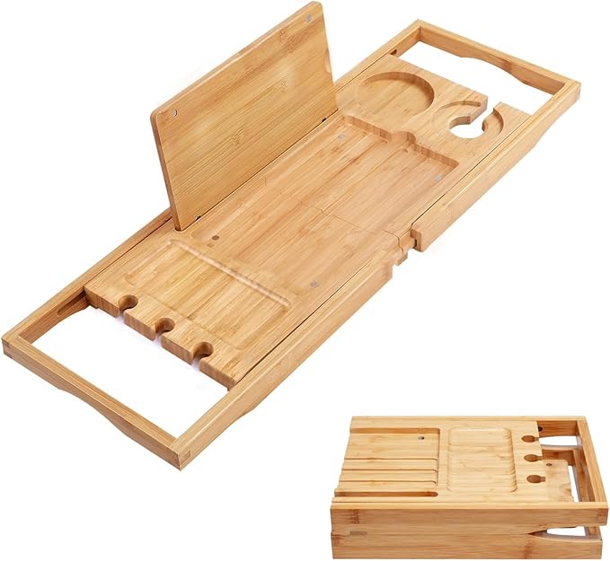 Utoplike Bamboo Bathtub Caddy Tray Bath Tray by Utoplike