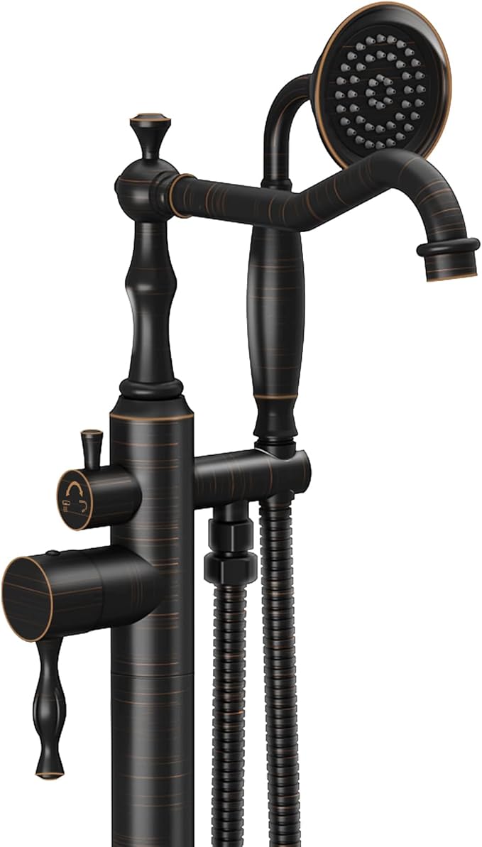 Oil Rubbed Bronze Standing Bathtub Faucet Freestanding Tub Filler High Pressure by Kroias