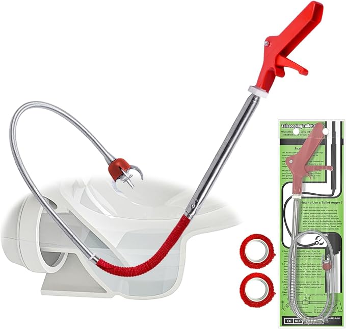50 Inch Toilet Snake Drain Auger Cleaner Tool, Upgraded Grabber Unclogger Tool by gulrear