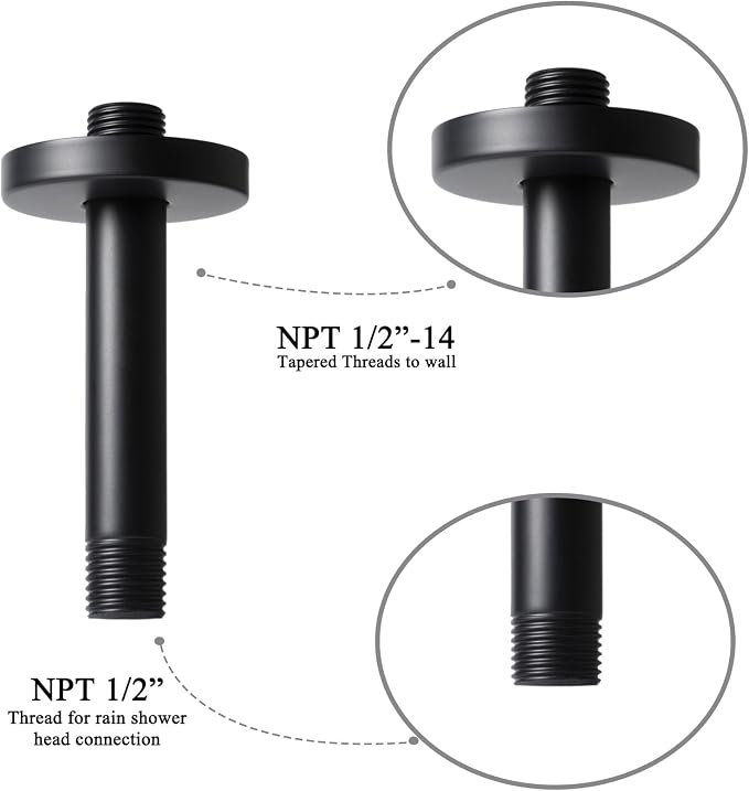 6 Inch Shower Arm with Flange, Ceiling Mounted Shower Head Extension Arm - Image 6