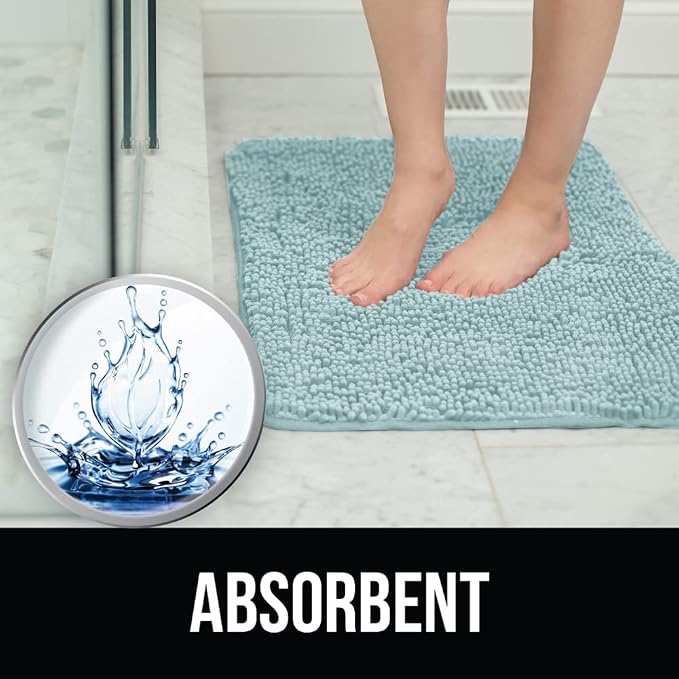 KANGAROO Bathroom Rugs, Chenille Soft Absorbent Bath Rug, Shaggy Shower Mat - Image 6