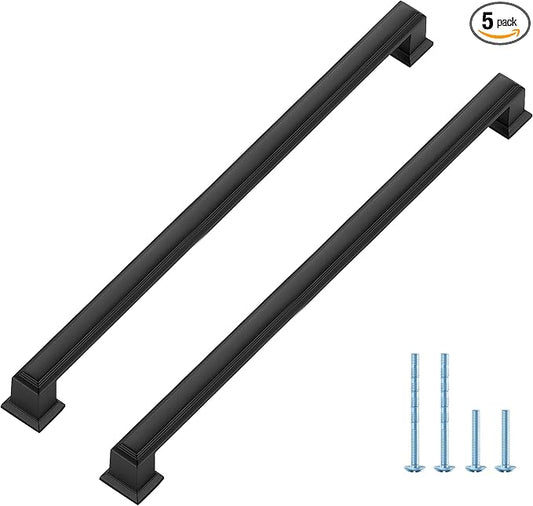 Ravinte Hardware 5 Pack Matte Black Cabinet Pulls, 10 Inch Hole Center Zinc by RavinteHardware