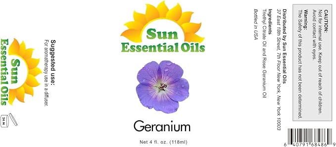 Sun Essential Oils Geranium Essential Oil – Pure Geranium Extract Aromatherapy - Image 2