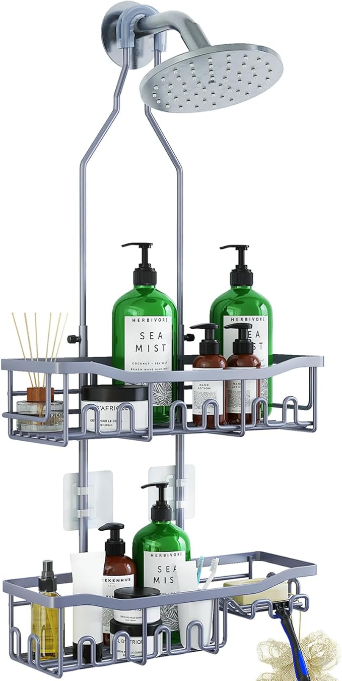 Shower Caddy, Upgraded Extended Length Shower Caddy Over Showerhead No Blocking by Joqixon