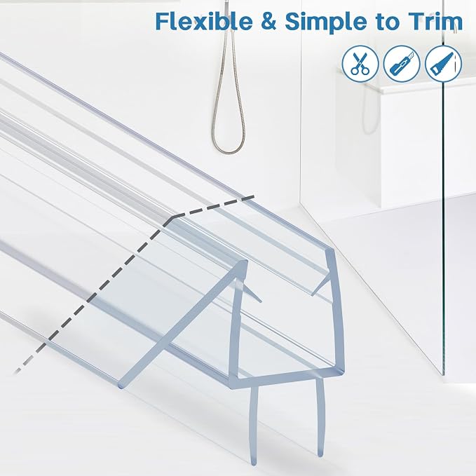 Shower Door Bottom Seal Strip, Ultra Clear PVC, Fits 10mm Thick Glass, Prevents - Image 6
