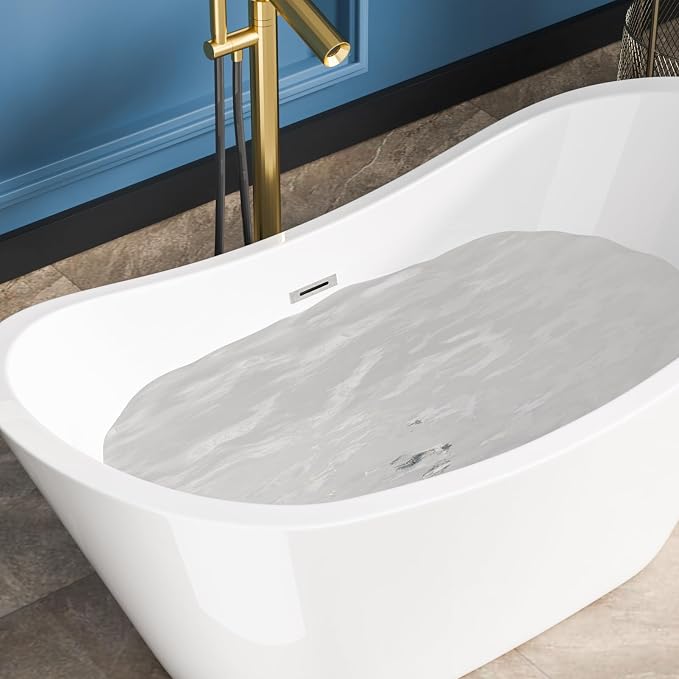 Sarlai 59 Inch Acrylic Freestanding Soaking Bathtub Contemporary Soaking White - Image 8