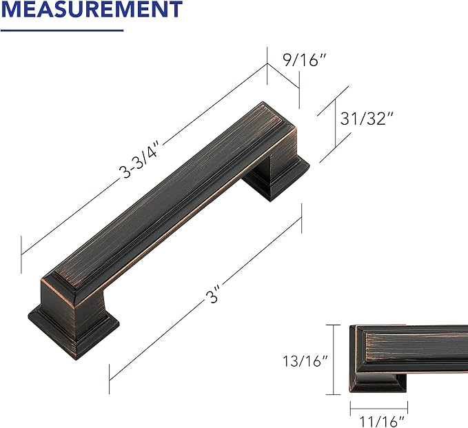 Ravinte Hardware 10 Pack Oil Rubbed Bronze Cabinet Pulls, 3 Inch Hole Center - Image 2