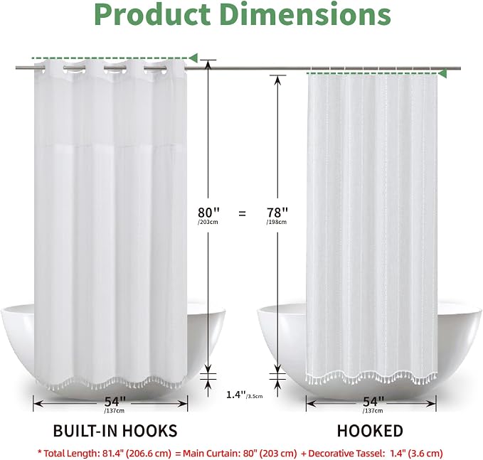 No Hook Long Shower Curtain Set - Image 7