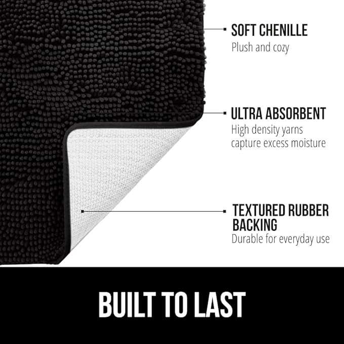 GORILLA GRIP Bath Rug Mat 44x26, Thick Soft Absorbent Chenille, Quick Dry - Image 2