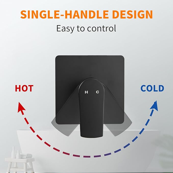 Black Shower Faucet Single Function Trim Kit - Image 5