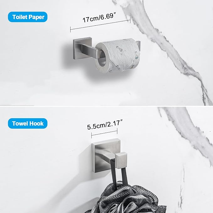 4-Piece Bathroom Hardware Set, Towel Rack Towel Holder Toilet Paper Holder - Image 5
