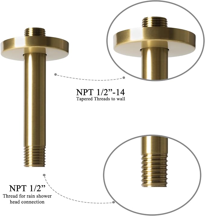 6 Inch Shower Arm with Flange, Ceiling Mounted Shower Head Extension Arm - Image 5