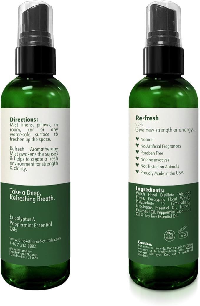 Refresh Aromatherapy Room Spray & Pillow Mist. Peppermint & Eucalyptus - Image 8