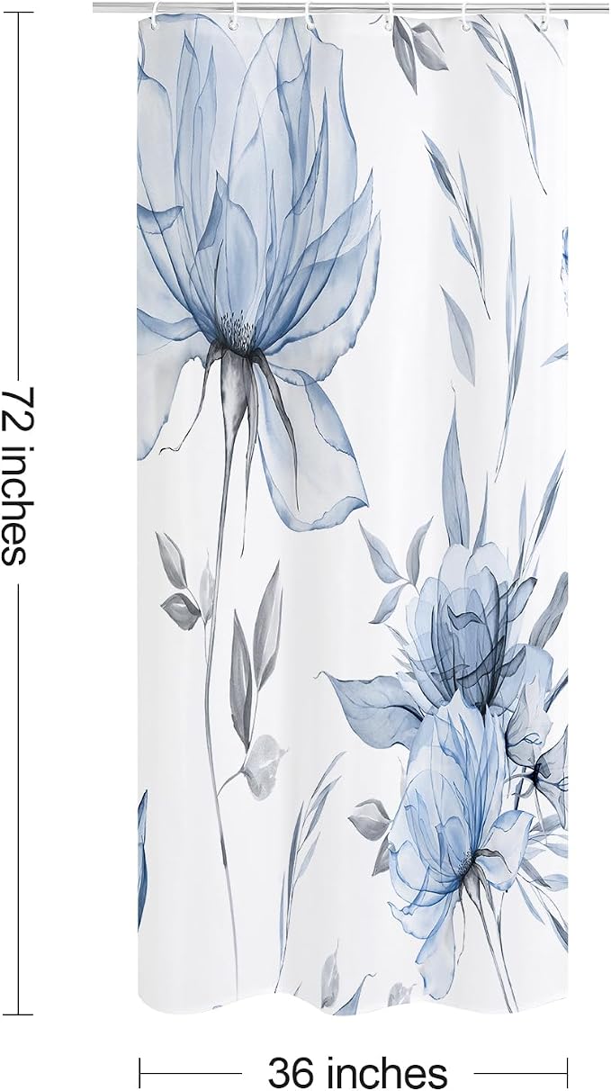 Small Stall Boho Watercolor Floral Shower Curtain 36 x 72, Artistic Narrow Half - Image 6