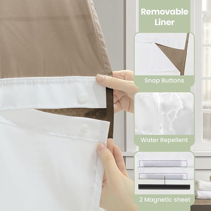 Inhousolu Long No Hook Shower Curtain - Image 5