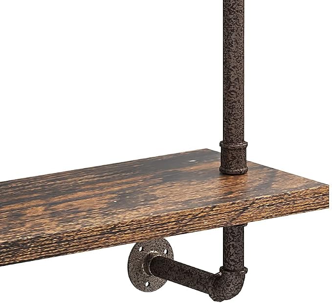 Helsin 3 Tier Industrial Pipe Shelf Rustic Wood Floating Shelves, Wall Display - Image 7