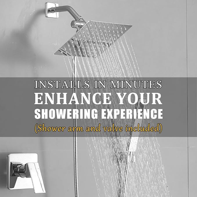 8 Inch Rainfall Shower Head and Handheld Spray Combo - Image 2