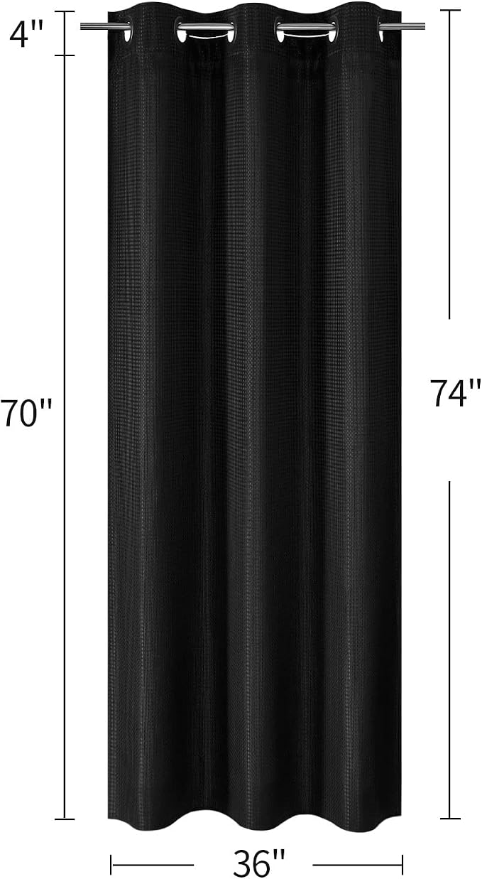 MitoVilla Black Waffle Small Stall Shower Curtain Liner Set 36 x 74, No Hooks - Image 7