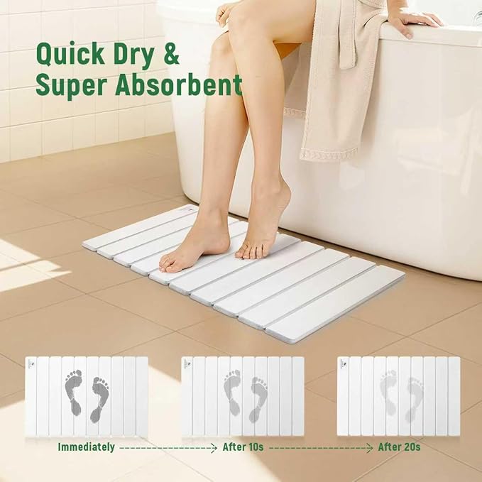 Stone Bath Mat for Water Absorption, Foldable Diatomite Stone Mat, Non-Slip & - Image 4