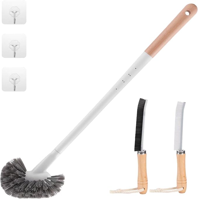 Curved Toilet Bowl Brush and Crevice Cleaning Brushes Set, Bathroom Cleaning by SAYAPE