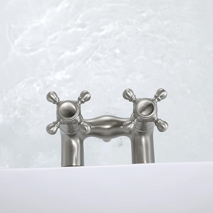 SUMERAIN Vintage Tub Faucet Wall Mount Tub Filler 3-3/8-Inch Center Two Cross - Image 7