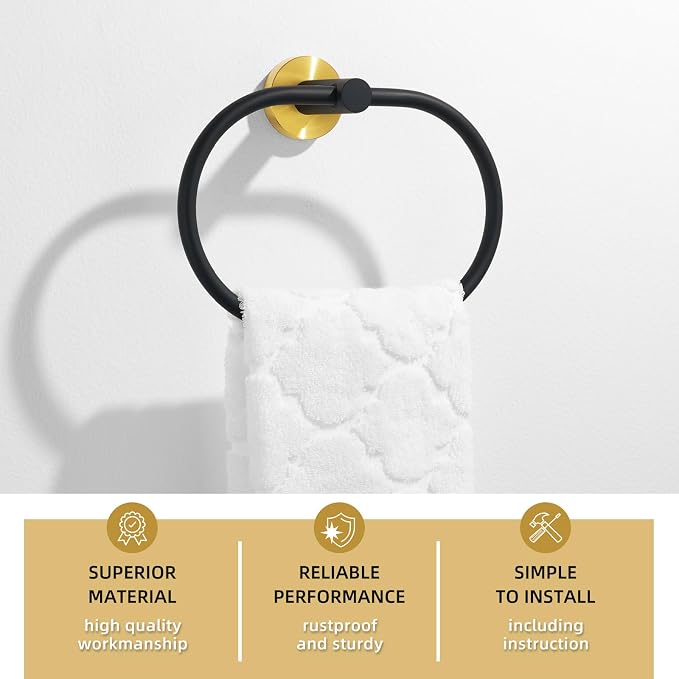 Angle Simple Towel Ring Swivel, Stainless Steel Bathroom Hand Towel Holder Rack - Image 5