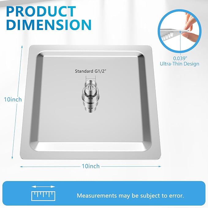 Square Rainfall Shower Head, High Pressure Flow - Image 7