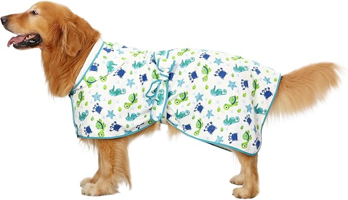 HDE Dog Bathrobe Super Absorbent Quick Drying Puppy Towel Wrap Coat Adjustable - Image 3