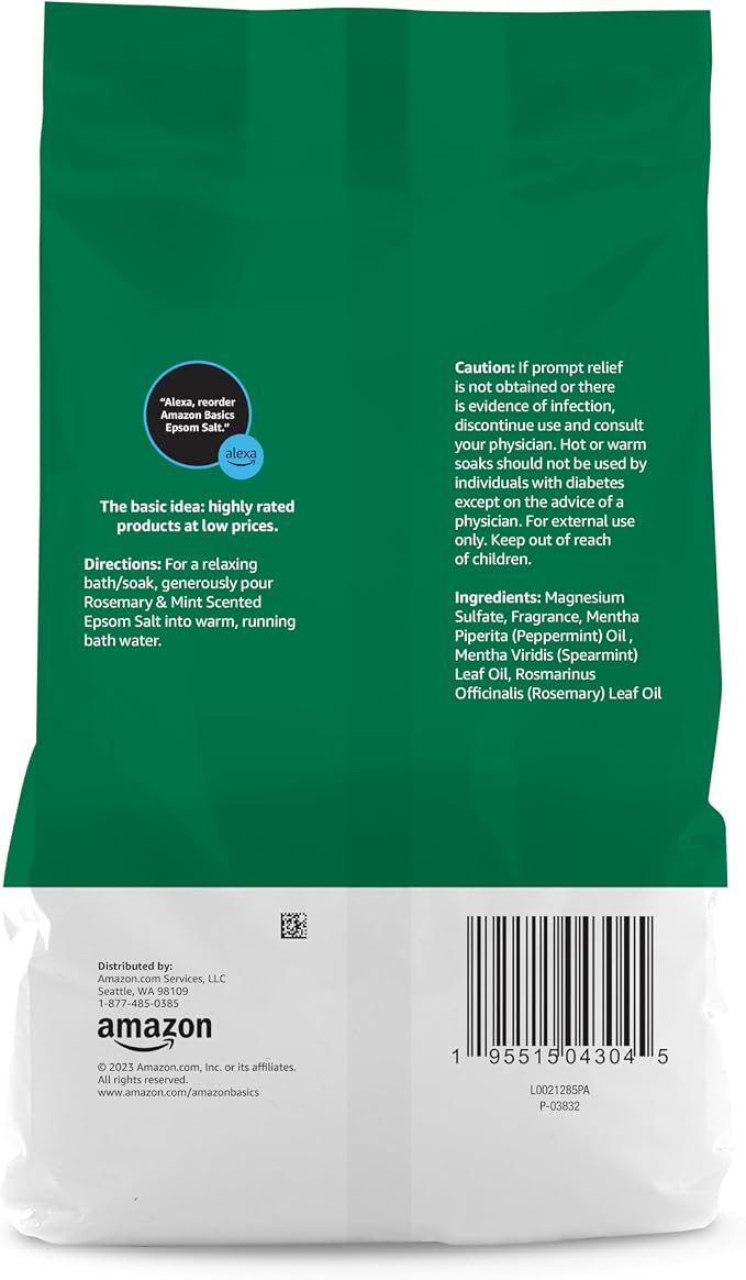 Amazon Basics Epsom Salt Soaking Aid, Rosemary & Mint Scent, 3 pound - Image 2