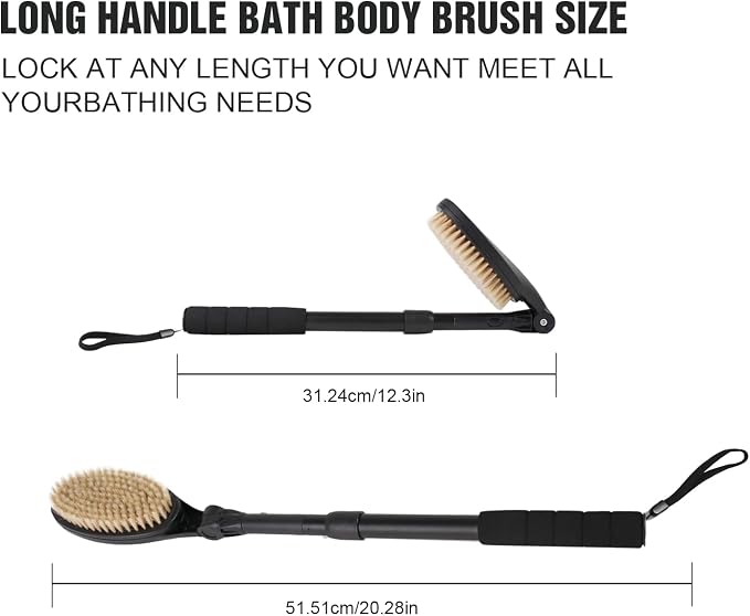 EASACE 3.0 Back Scrubber Brush for Shower, Soft and Stiff Bristles, Adjustable - Image 4