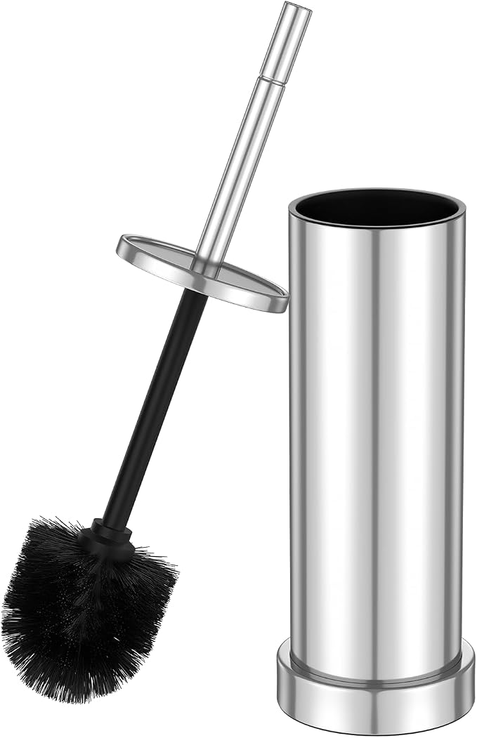 304 Stainless Steel Toilet Brush and Holder Set, Heavy Duty Toilet Bowl Brush by Kaxnuaxu
