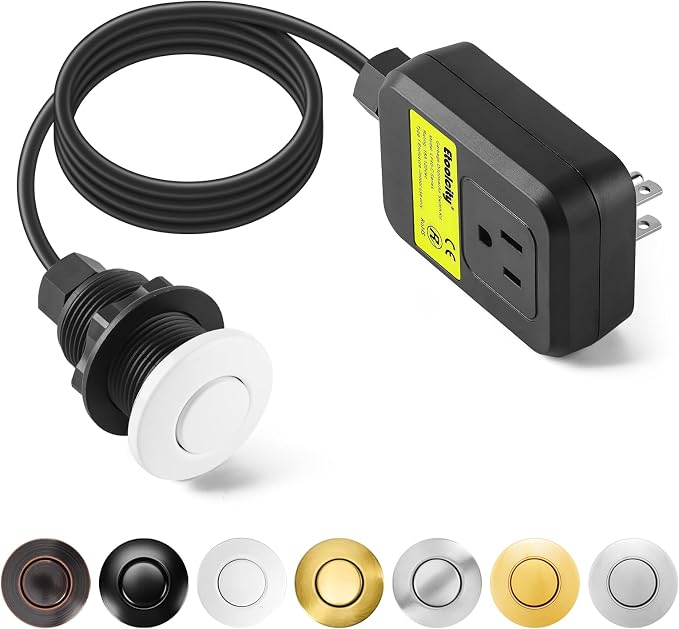Garbage Disposal Air Switch Kit Sink Top Waste Disposal Stainless Steel White by Etoolcity
