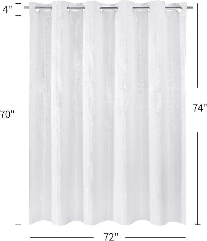 MitoVilla No Hooks Need White Waffle Shower Curtain Liner Set, Modern Waffle - Image 7