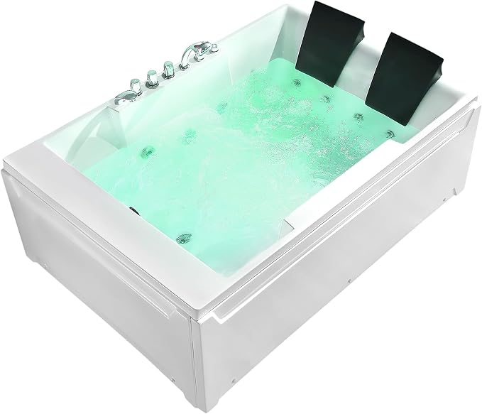 Empava 72" x 48" Whirlpool Tub, 2 Person Jetted Bathtub, Hydro Massage & by Empava